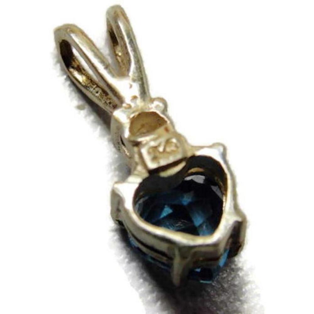 Tiny Cubic Zirconia Blue Heart Pendant Charm Vintage Sterling Silver 925 - Picture 11 of 12